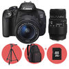 photo Canon Eos 700D + 18-55mm + Sigma 70-300mm + sac à dos + trépied + carte 16 Go