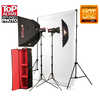 photo Photoflex Kit complet 2 torches FlexFlash  de 400Ws PB + accessoires + support de fond + fond papier blanc
