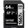 Cartes mémoires Lexar SDXC 64 Go Professional UHS-II 1667x (250Mb/s)